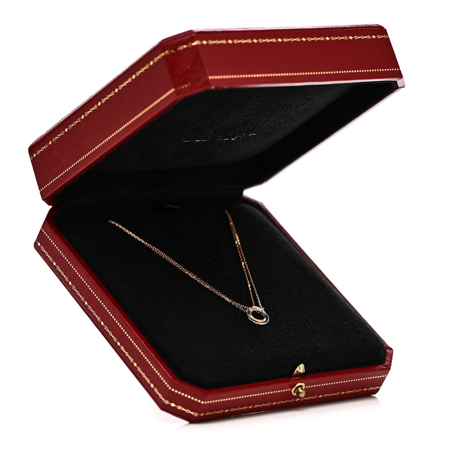 18K Pink Yellow White Gold Trinity Double Chain Pendant Necklace