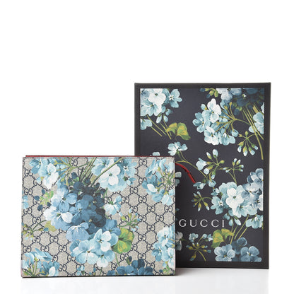 Gucci GG Supreme Monogram Blooms Large Cosmetic Case Beige Blue Navy Hibiscus Red 10 of 10
