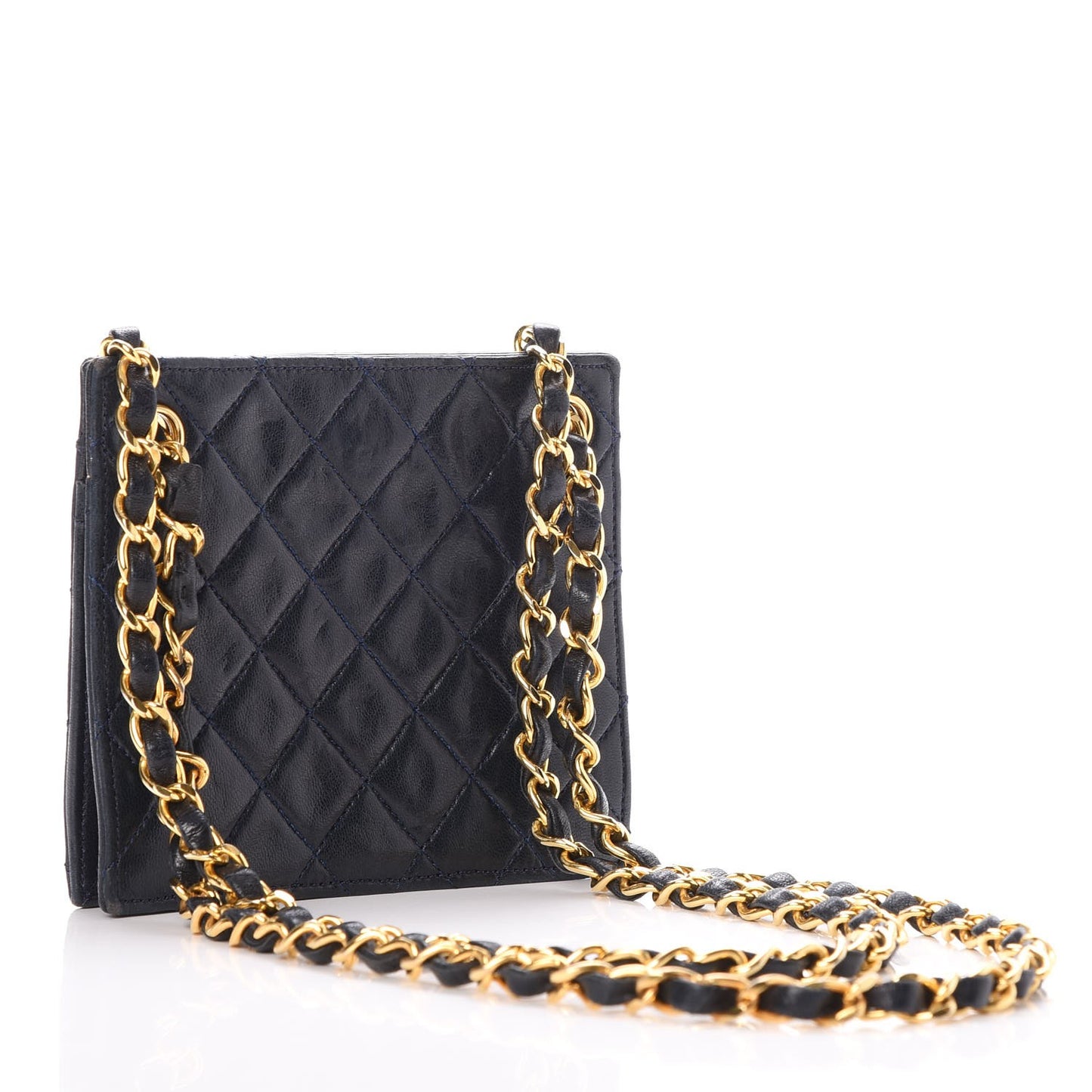 Lambskin Quilted Shoulder Bag Navy