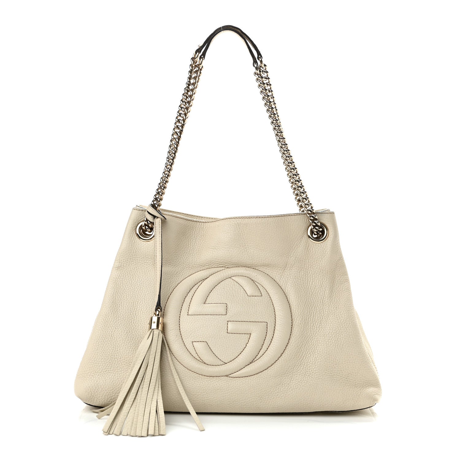 Gucci Pebbled Calfskin Medium Soho Chain Shoulder Bag Off White 1 of 10