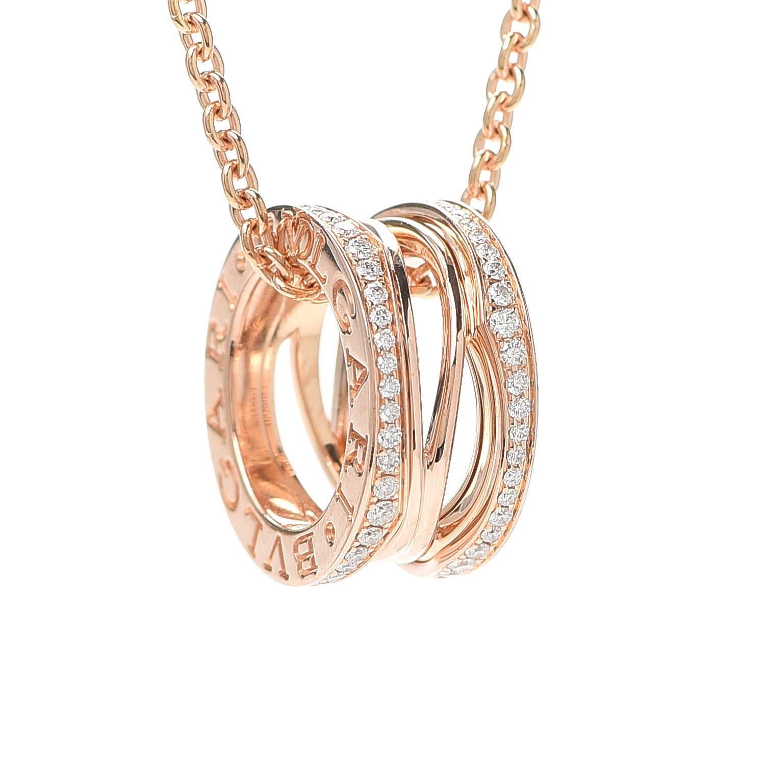 Bulgari 18K Rose Gold Diamond B.Zero1 Open Legends Pendant Necklace 4 of 9
