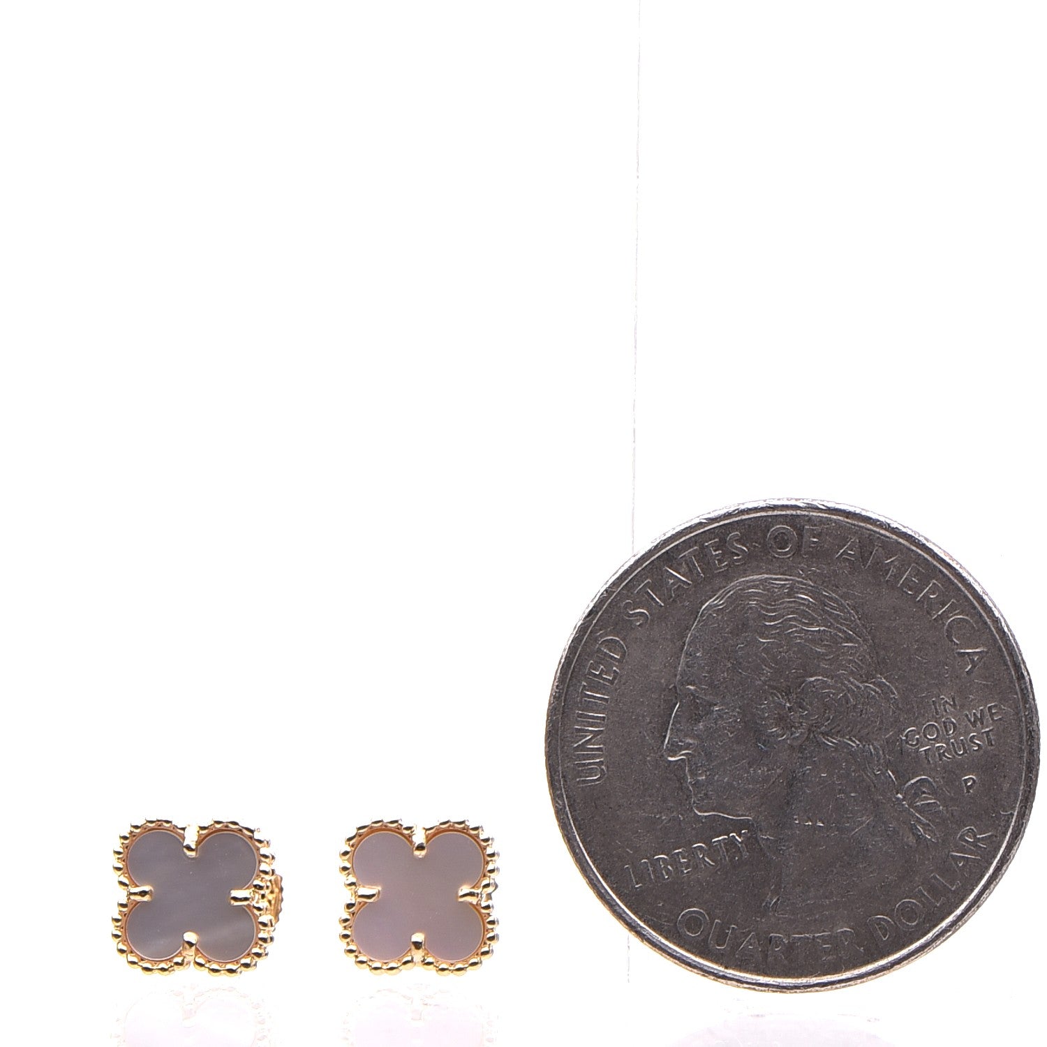 Van Cleef & Arpels 18K Yellow Gold Mother of Pearl Sweet Alhambra Earrings 2 of 5