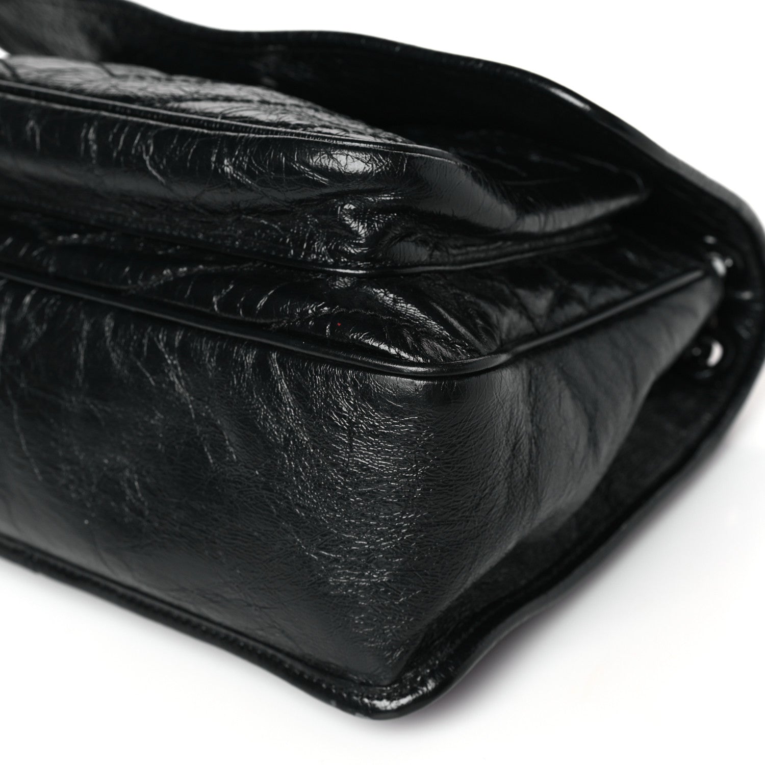 Saint Laurent Crinkled Calfskin Matelasse Monogram Medium Niki Chain Satchel Black 9 of 9