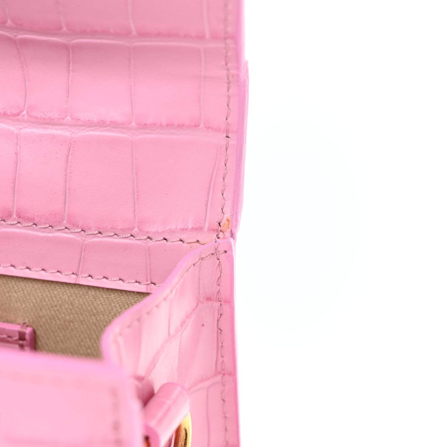 Jacquemus Calfskin Crocodile Embossed Le Grand Bambino Pink 12 of 15