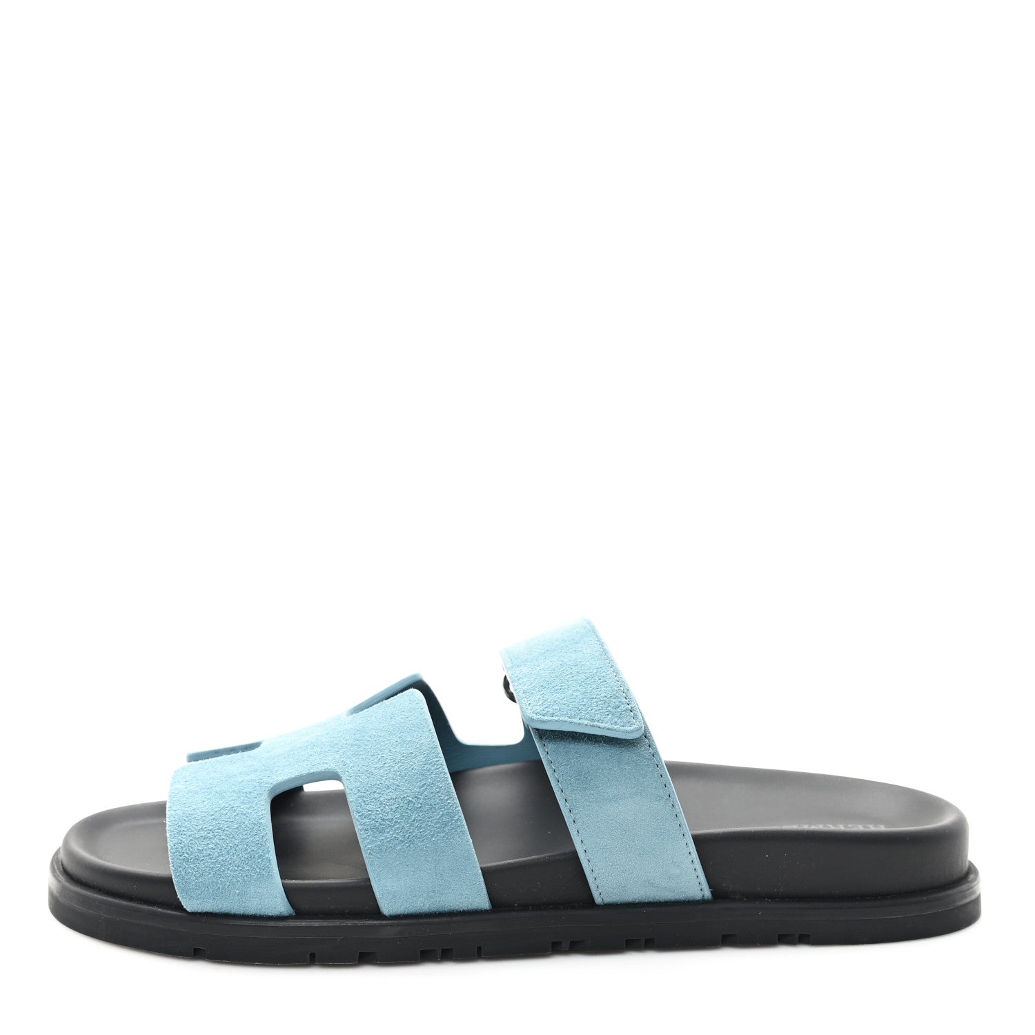 Hermes Suede Goatskin Womens Chypre Sandals 39 Bleu Mineral 1 of 10