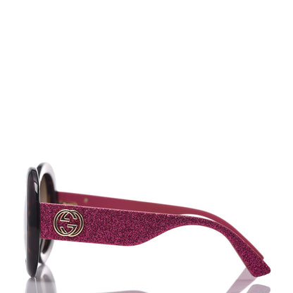Gucci Acetate Round GG0101S Glitter Sunglasses Havana Pink 3 of 7