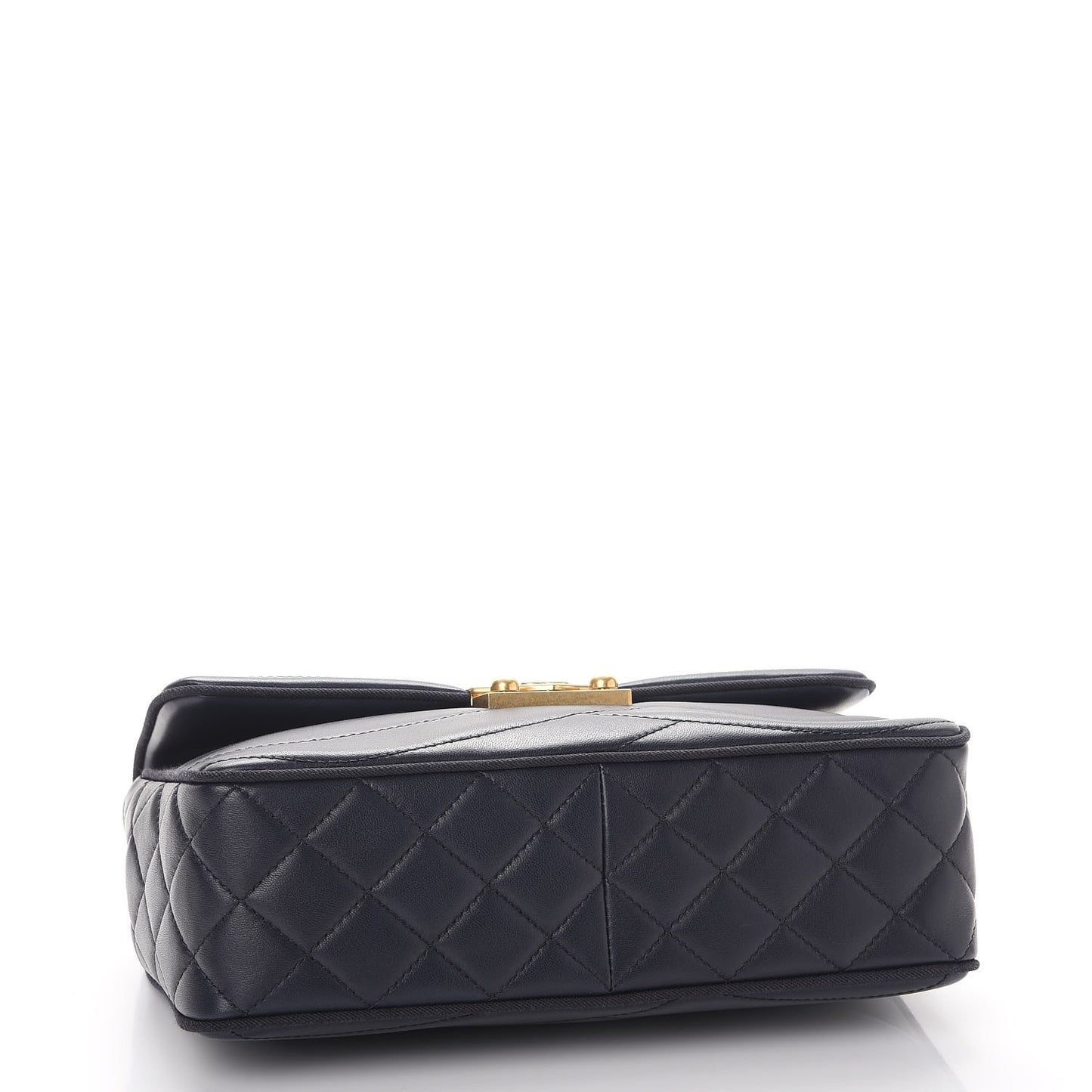 Lambskin Scallop Quilted Medium Pagoda Flap Navy