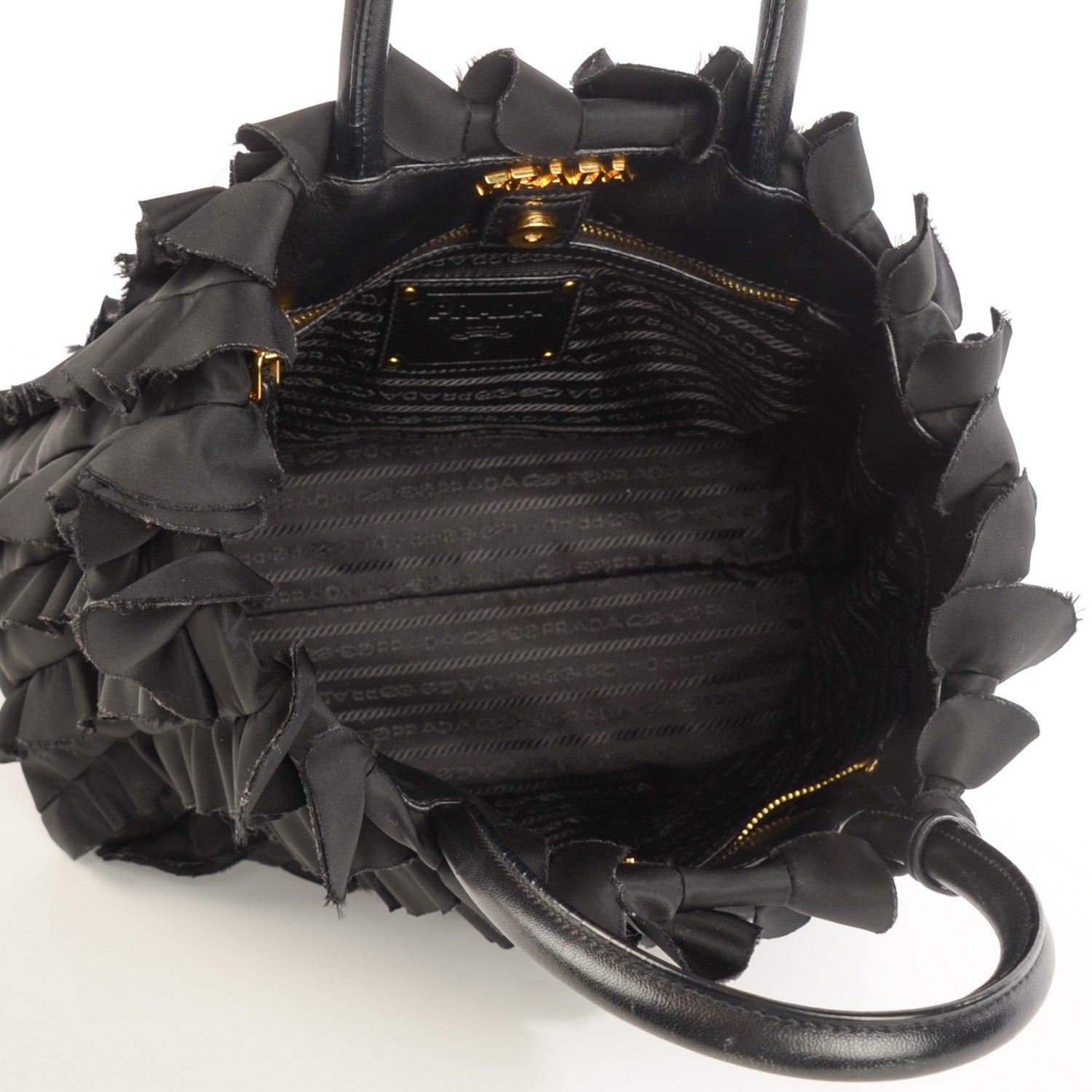 Prada Tessuto Nylon Ruffle Bag Nero Black 6 of 10