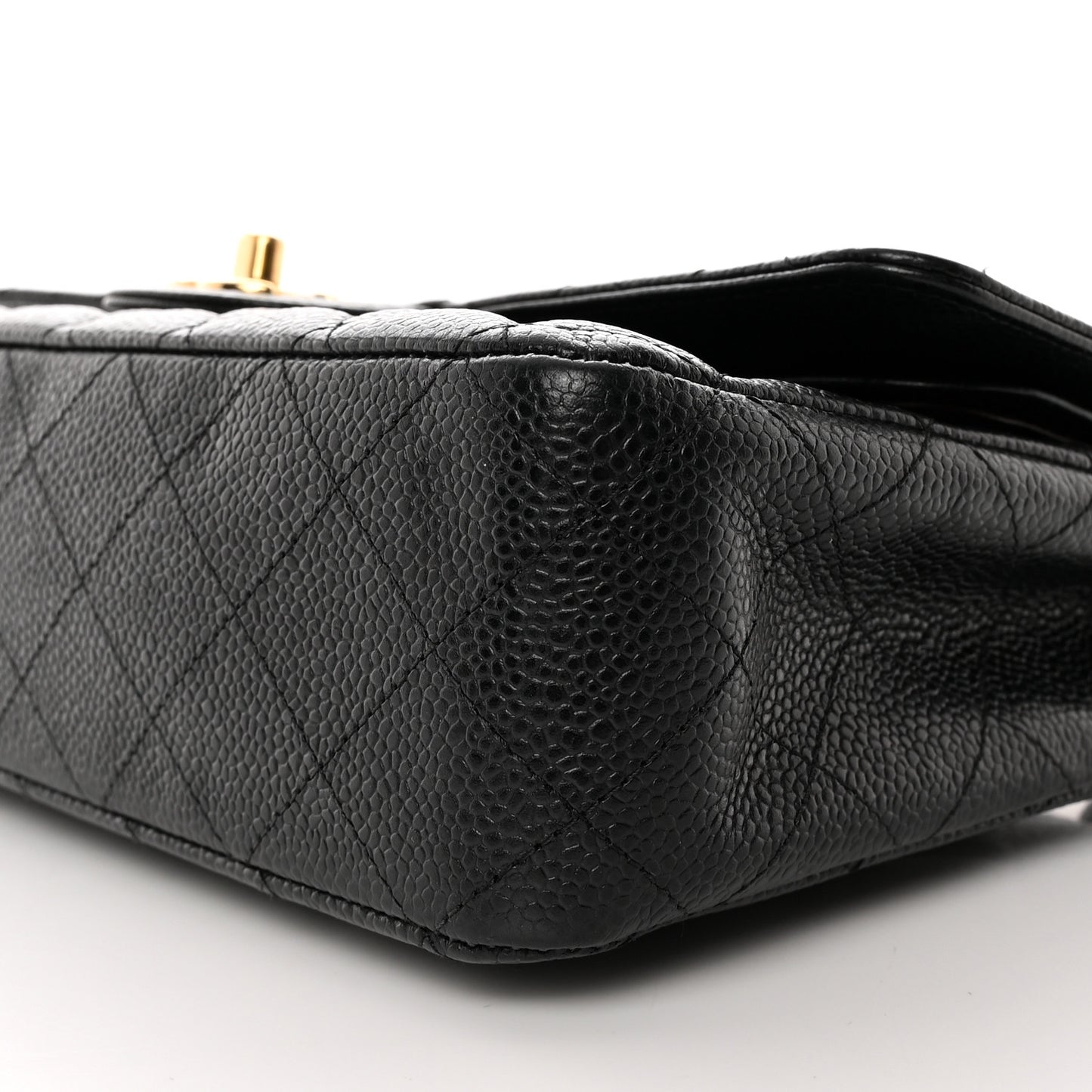 Caviar Quilted Medium Double Flap Black