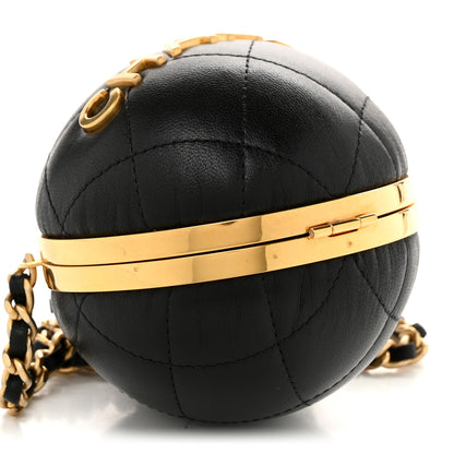Chanel Lambskin Quilted Sphere Minaudiere Chain Clutch Black 9 of 10