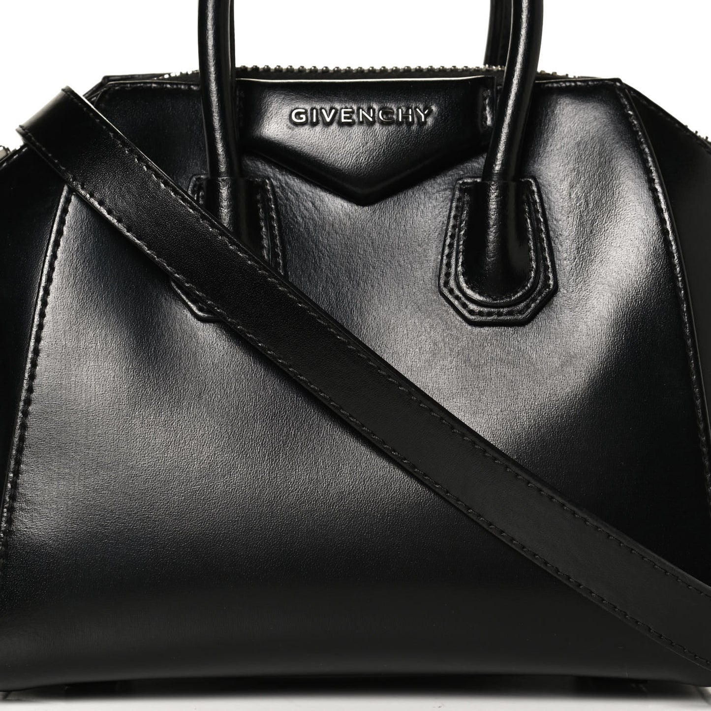 Shiny Lord Calfskin Mini Antigona Black
