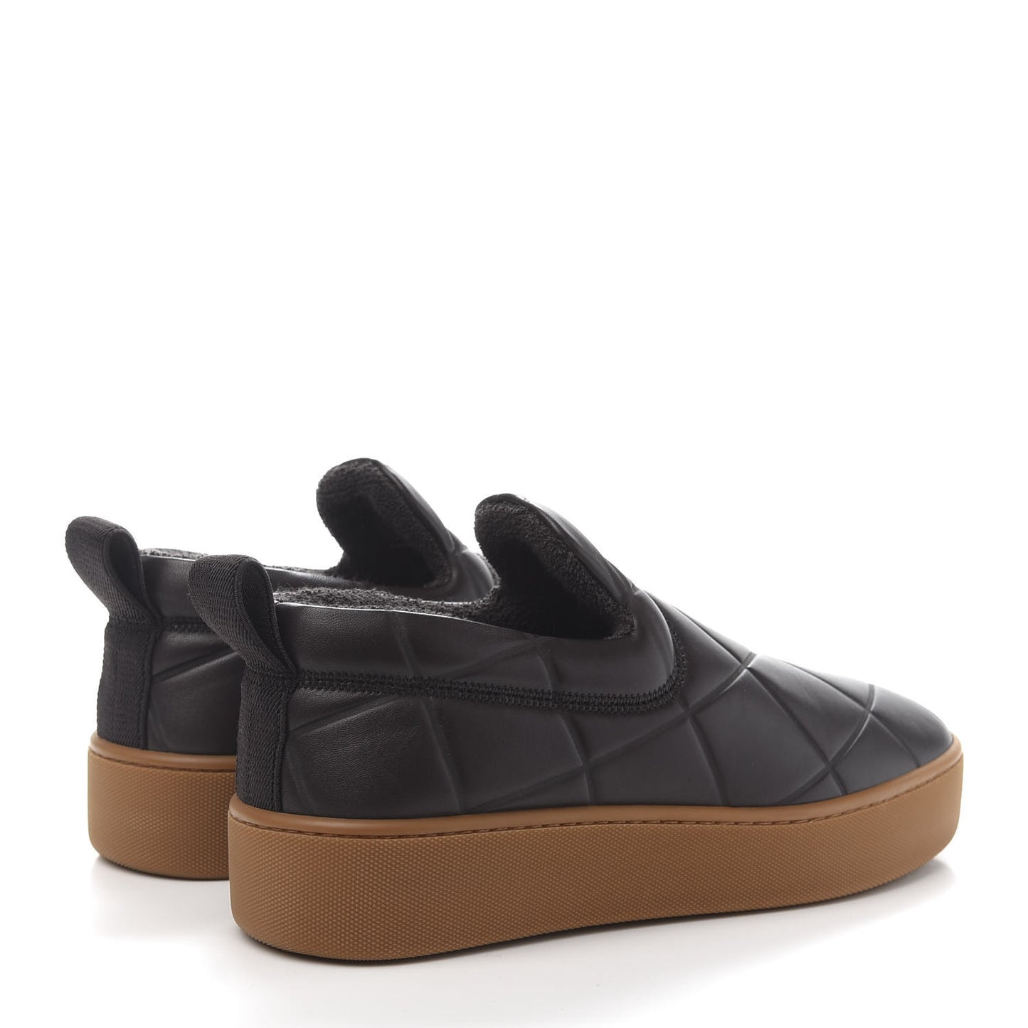 Lambskin Embossed Quilted Mens The Quilt Slip On Sneakers 40 Brown Rubber Band