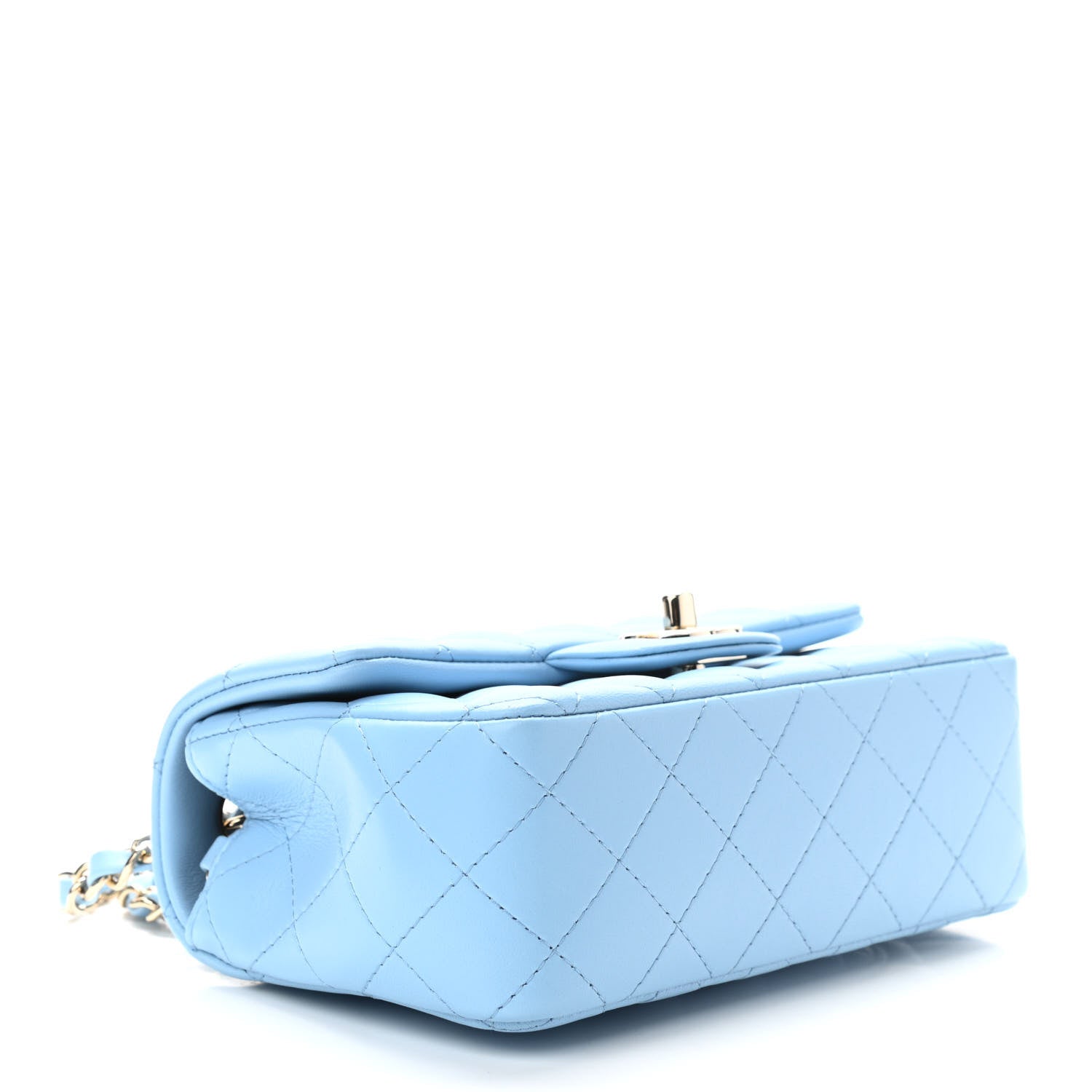 Chanel Lambskin Quilted Mini Rectangular Flap Light Blue 3 of 10