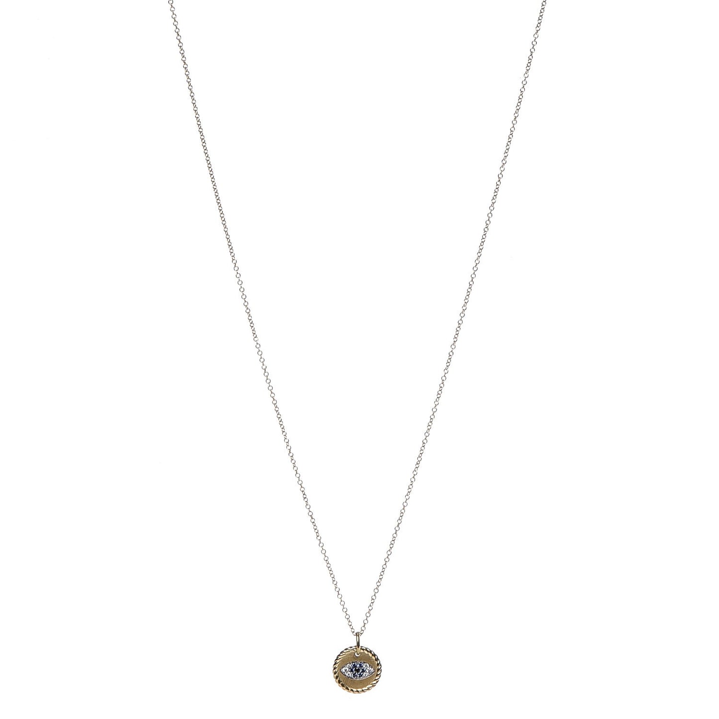18K Yellow Gold Blue Sapphire Diamond Evil Eye Necklace