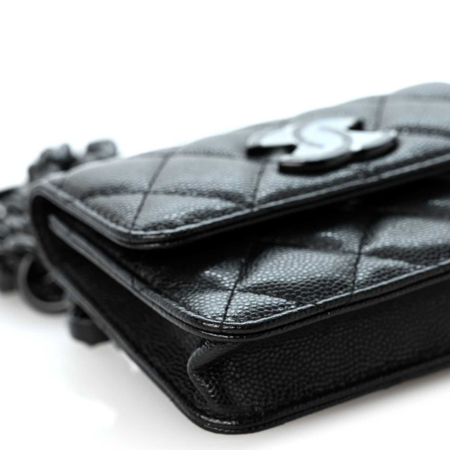 Caviar Quilted My Everything Belt Flap Card Holder Black