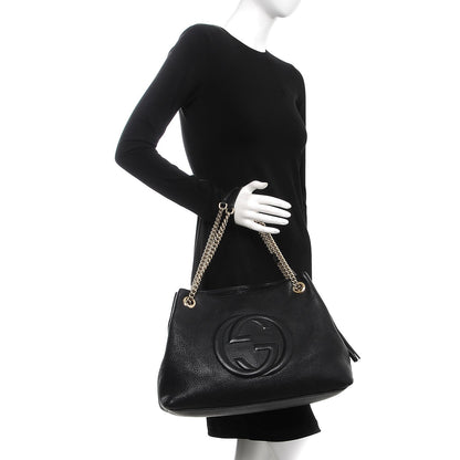 Gucci Pebbled Calfskin Medium Soho Chain Shoulder Bag Black 2 of 9
