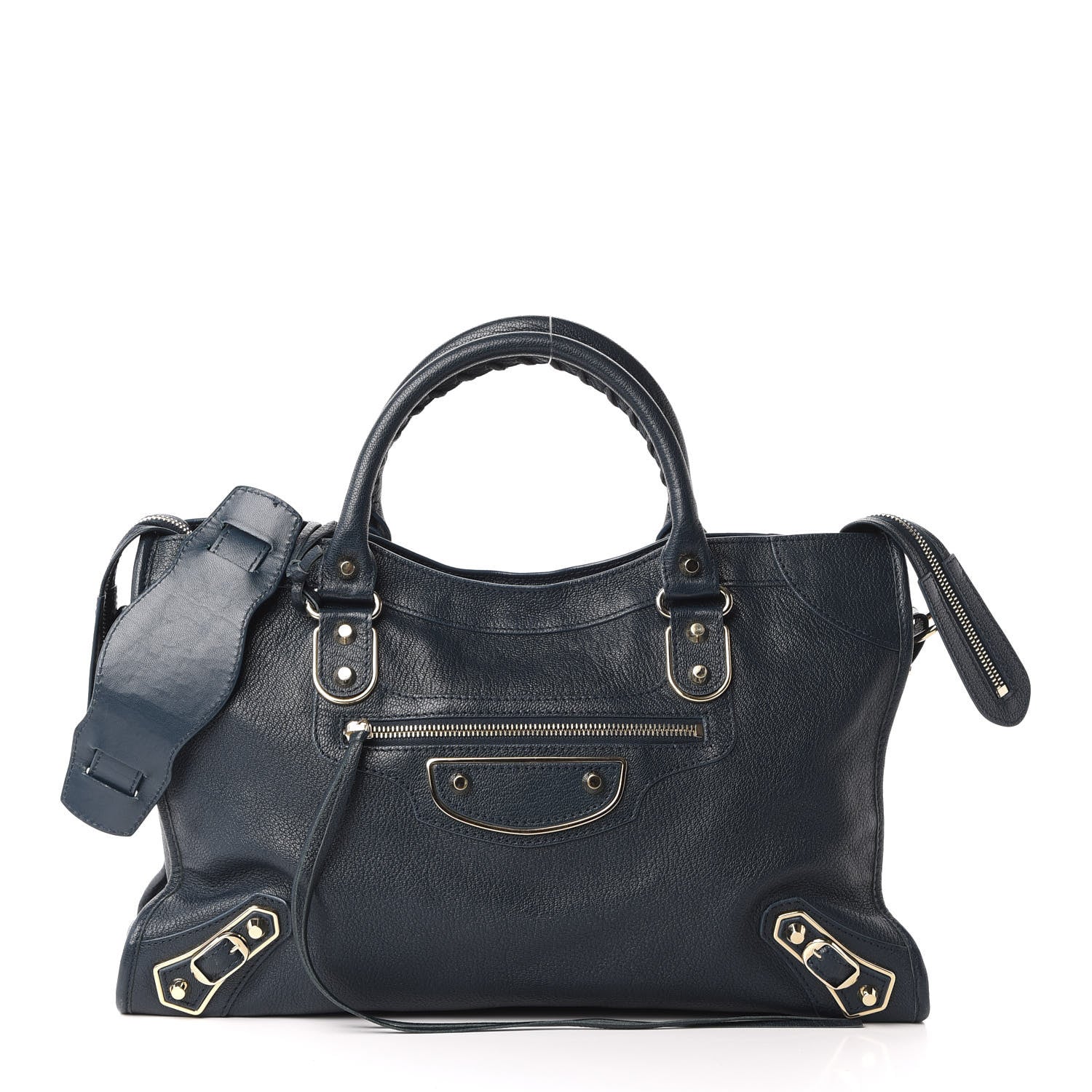 Balenciaga Chevre Gold Metallic Edge Hardware City Bleu Paon 3 of 12