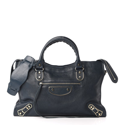 Balenciaga Chevre Gold Metallic Edge Hardware City Bleu Paon 3 of 12