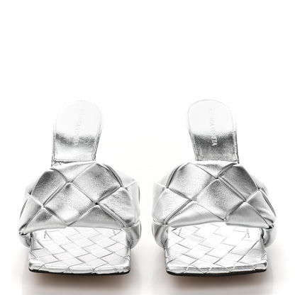 Bottega Veneta Laser Nappa Maxi Intrecciato Lido 90mm Mule Sandals 38 Silver 2 of 9
