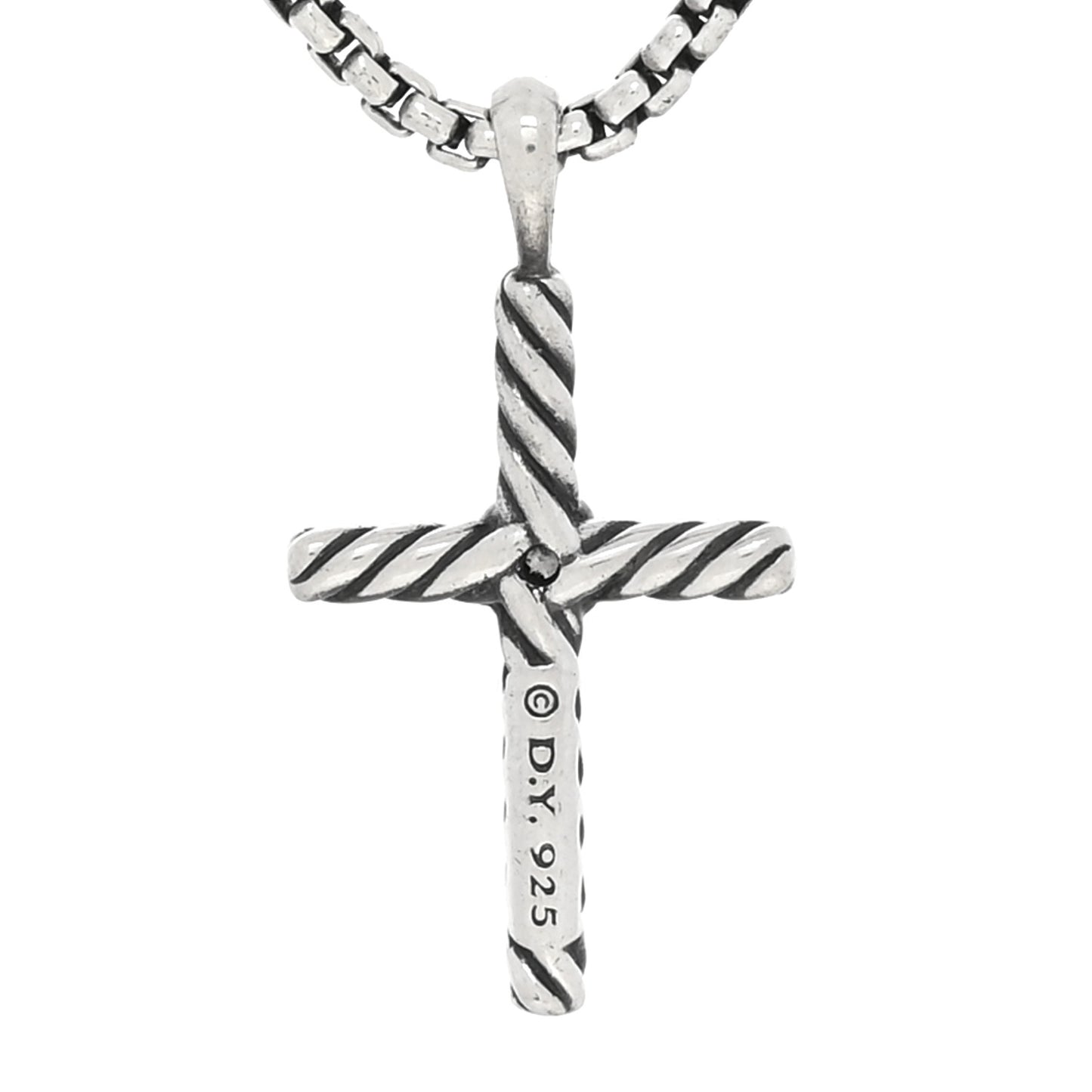 Sterling Silver Diamond Cable Classics Cross Necklace