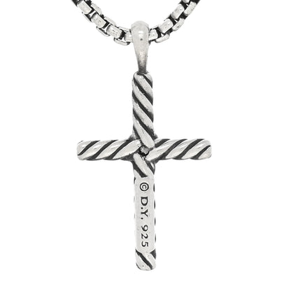 David Yurman Sterling Silver Diamond Cable Classics Cross Necklace 4 of 4