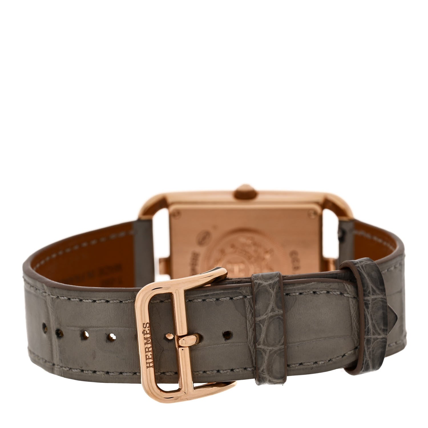 Hermes 18K Rose Gold Alligator Diamond Bezel 29mm Cape Cod Chaine d'Ancre Joaillier Quartz Watch Gris Perle 3 of 5