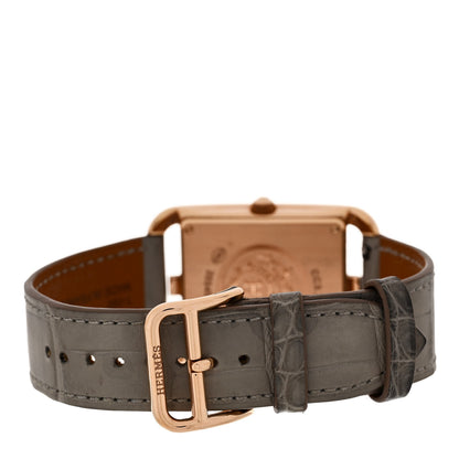 Hermes 18K Rose Gold Alligator Diamond Bezel 29mm Cape Cod Chaine d'Ancre Joaillier Quartz Watch Gris Perle 3 of 5