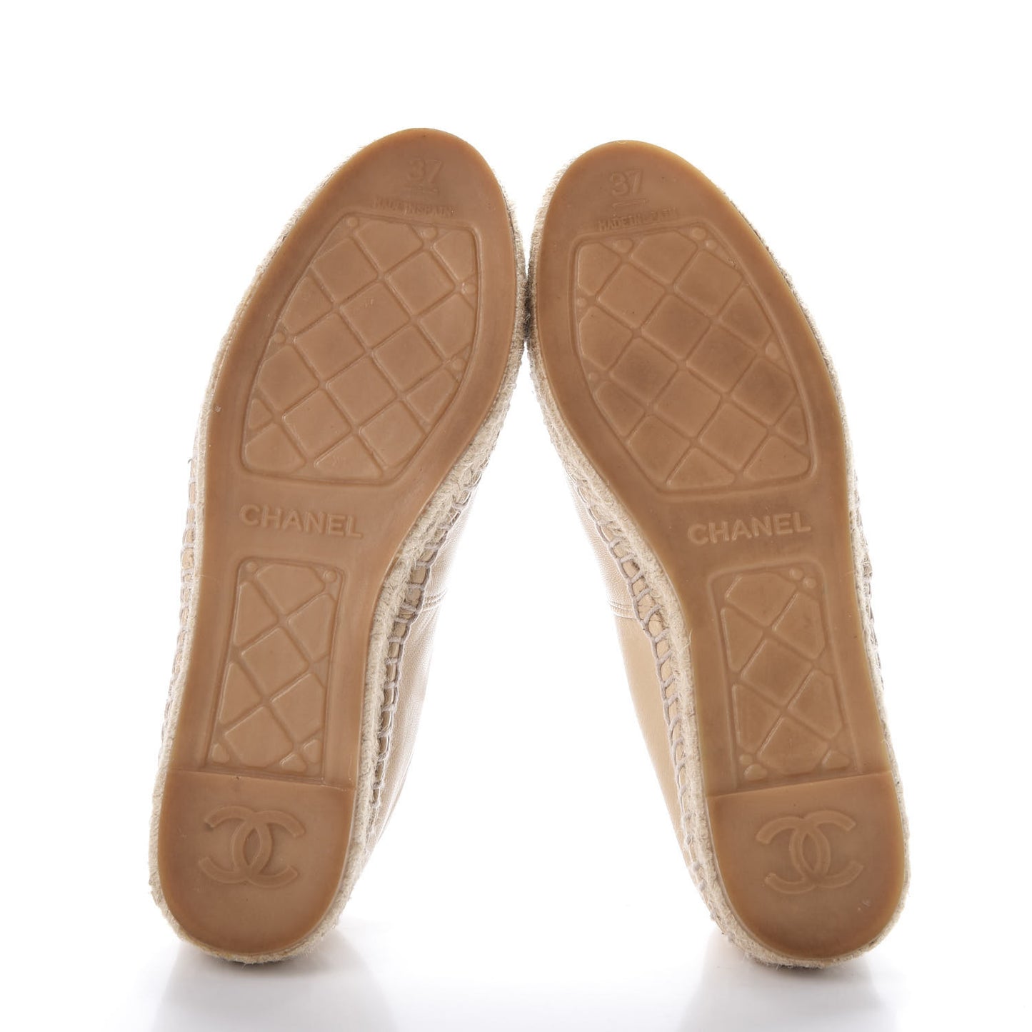 Lambskin CC Espadrilles 37 Beige Black