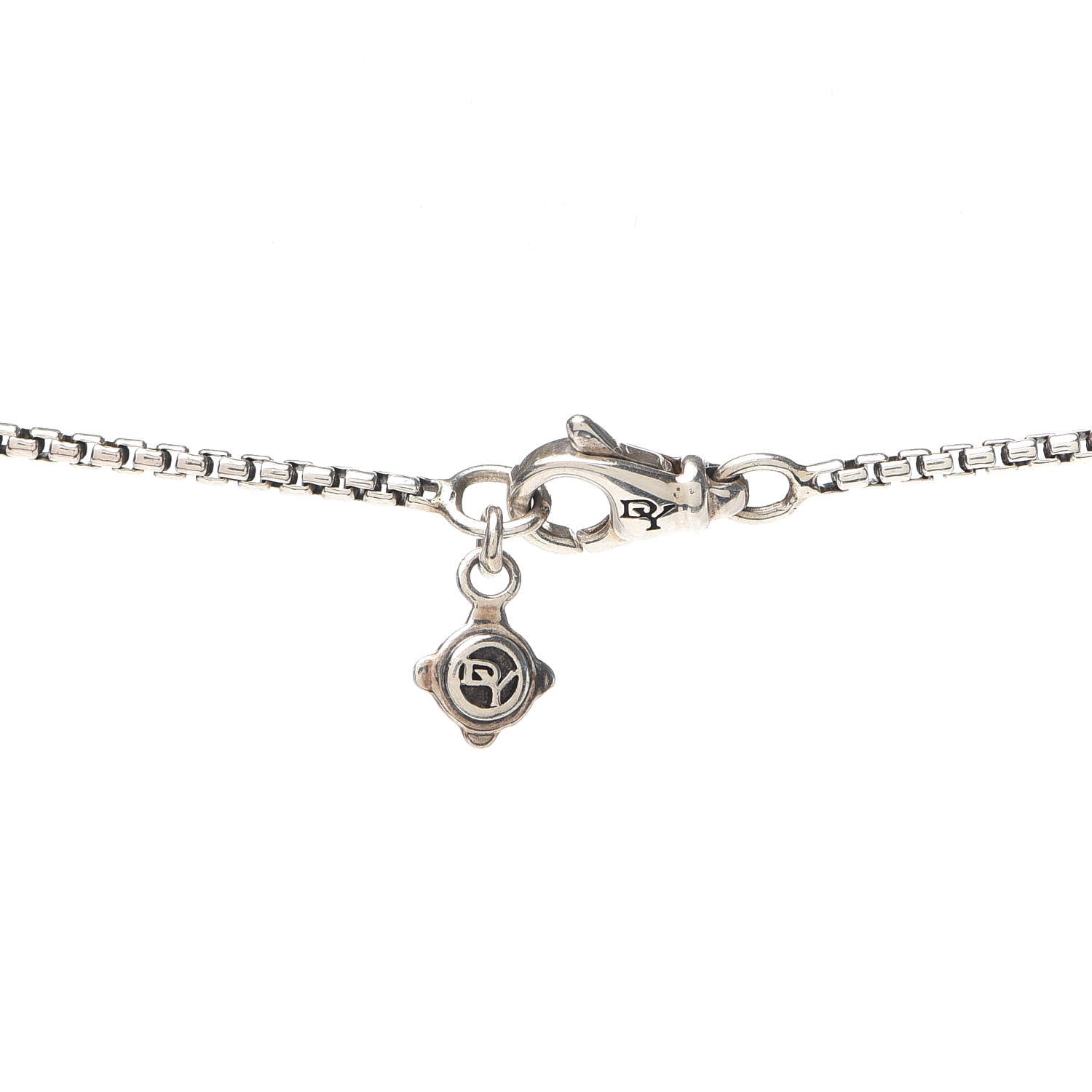 David Yurman Sterling Silver Diamond Open Heart Cable Y Necklace 4 of 5