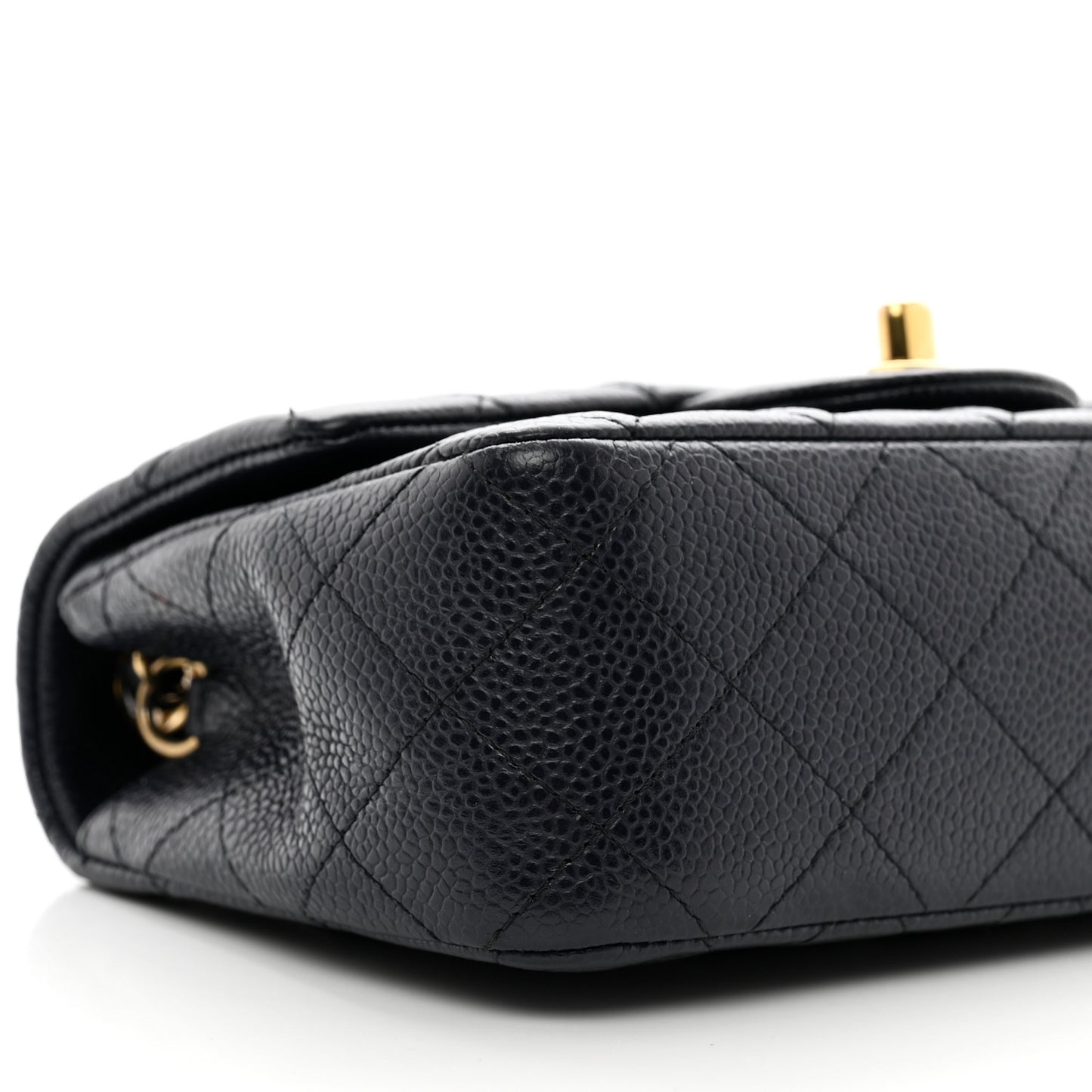Caviar Quilted Mini Rectangular Flap Navy