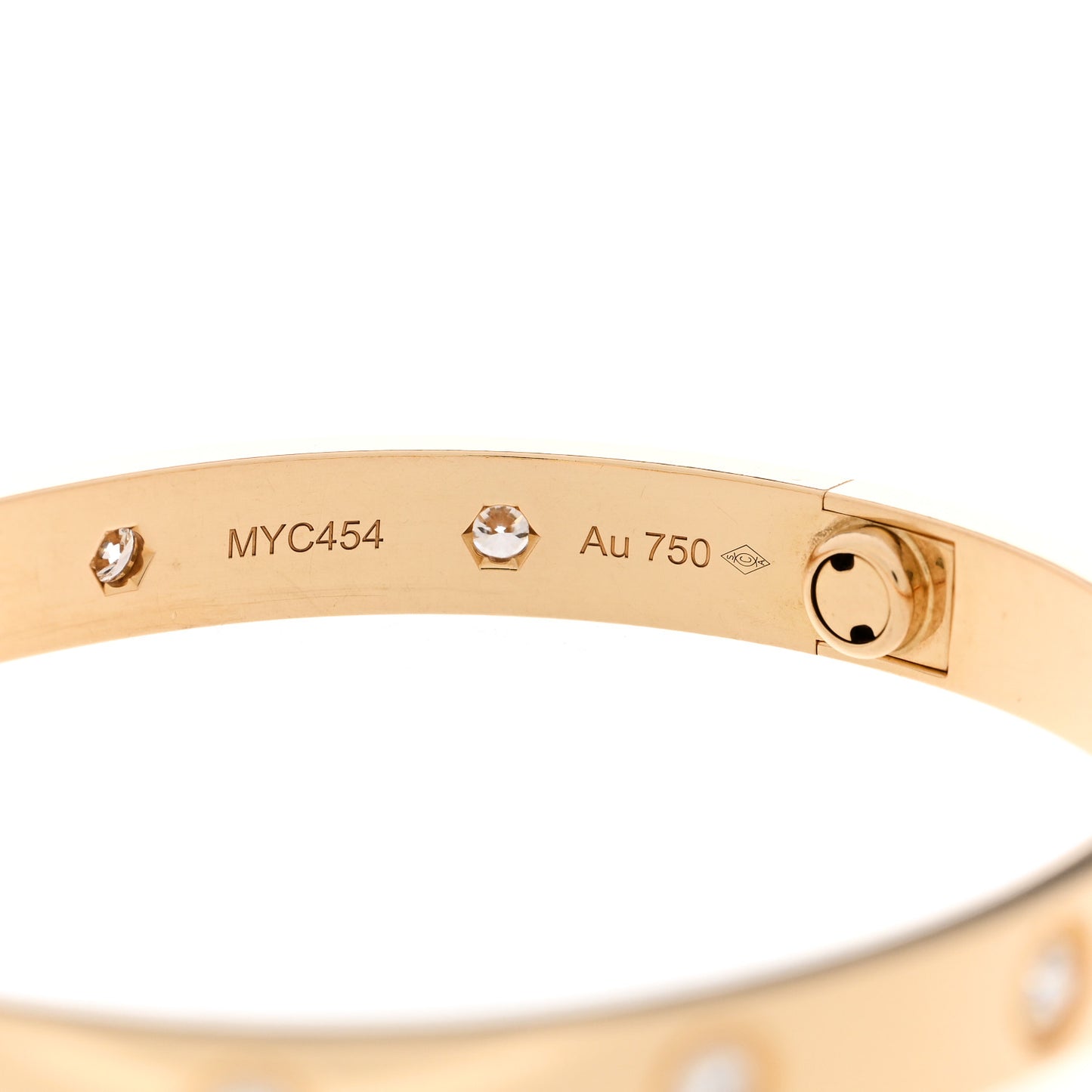 18K Yellow Gold 10 Diamond LOVE Bracelet 17
