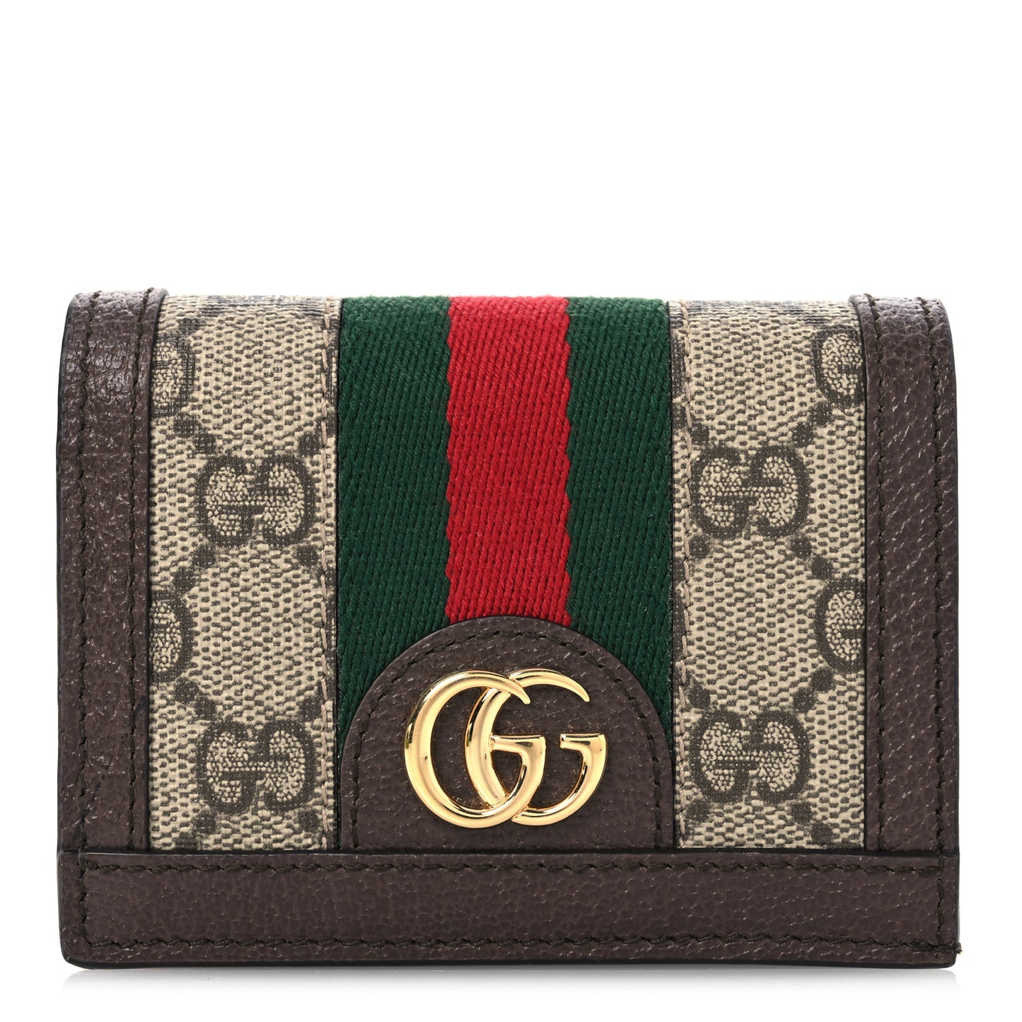 GG Supreme Monogram Web Ophidia Card Case Beige New Acero