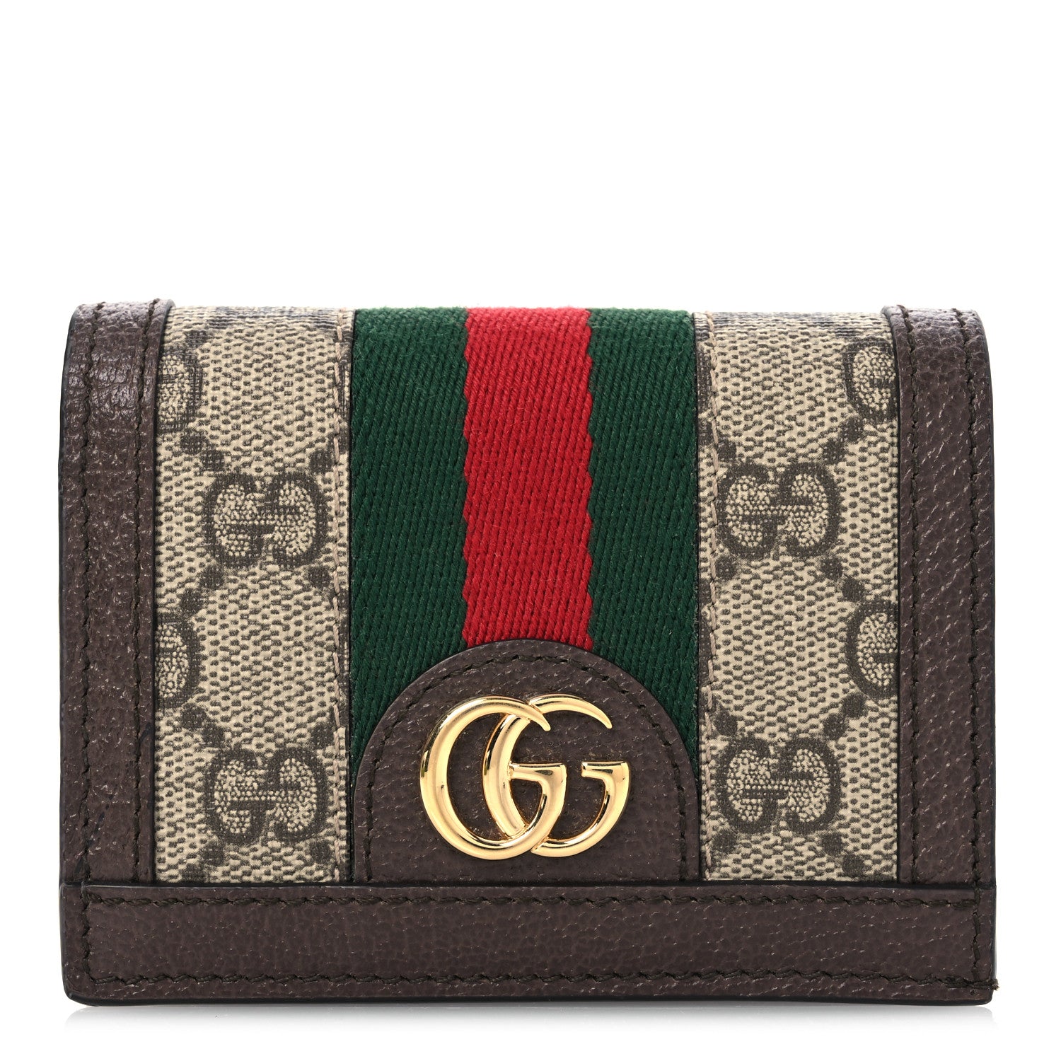 Gucci GG Supreme Monogram Web Ophidia Card Case Beige New Acero 1 of 14