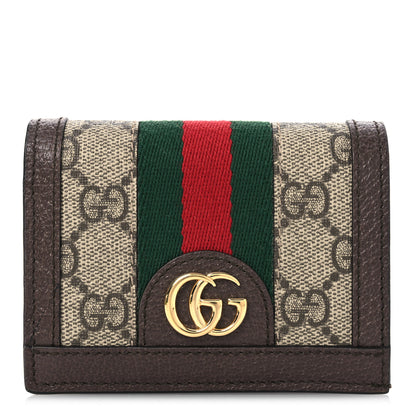 Gucci GG Supreme Monogram Web Ophidia Card Case Beige New Acero 1 of 14