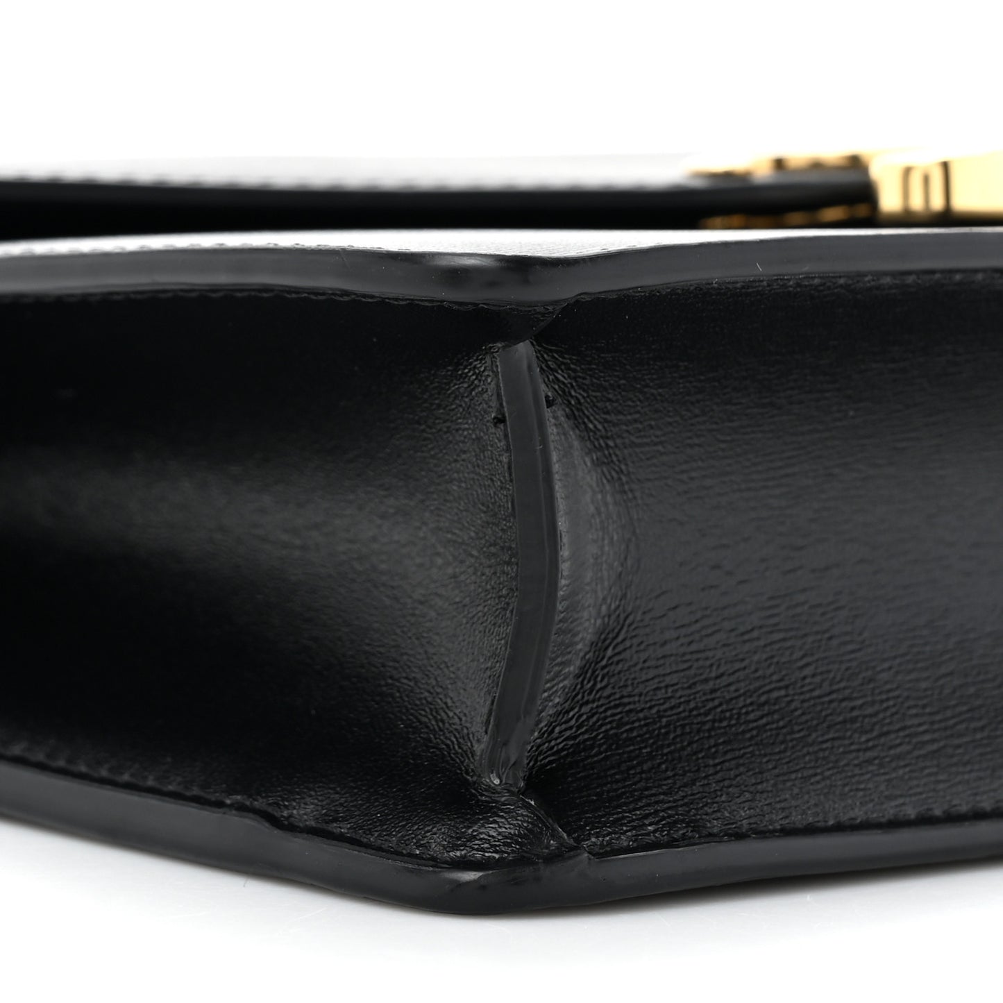Shiny Calfskin Triomphe Margo Wallet on Chain Black