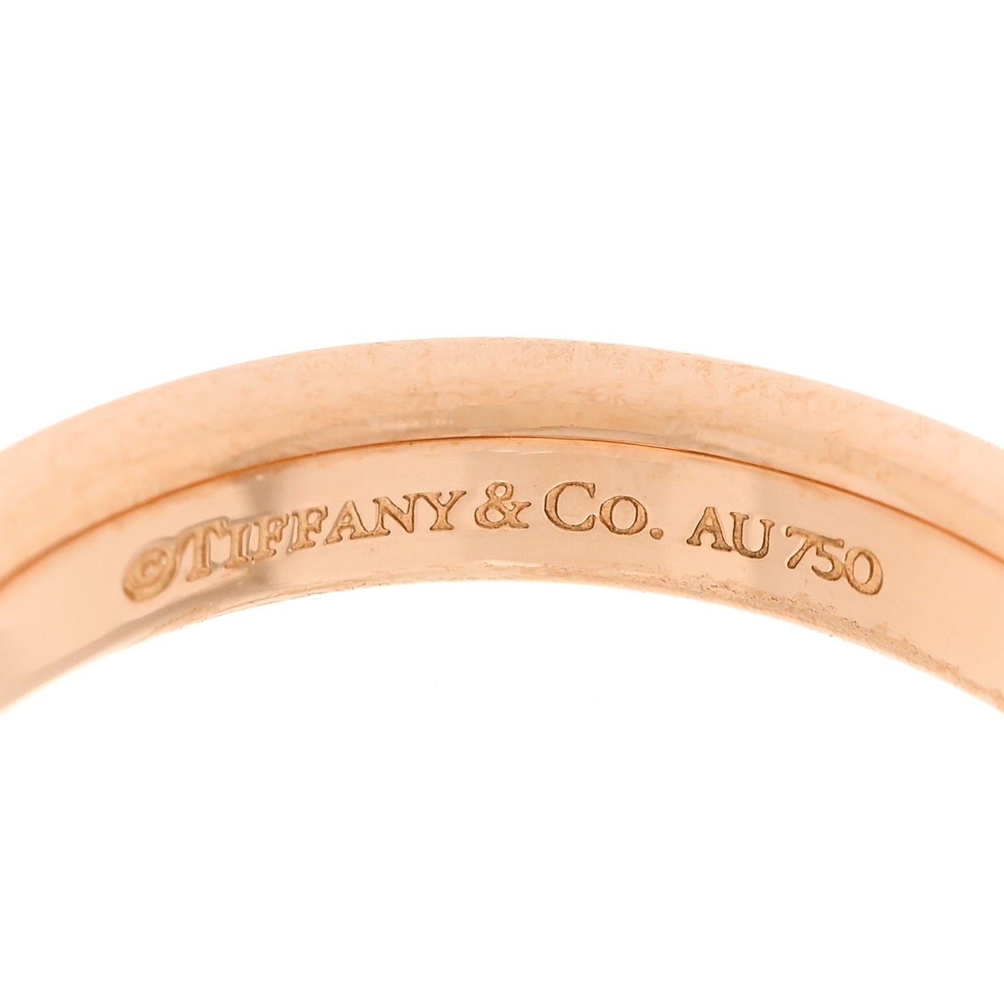 18K Rose Gold Diamond Logo Band Ring 49 4.75