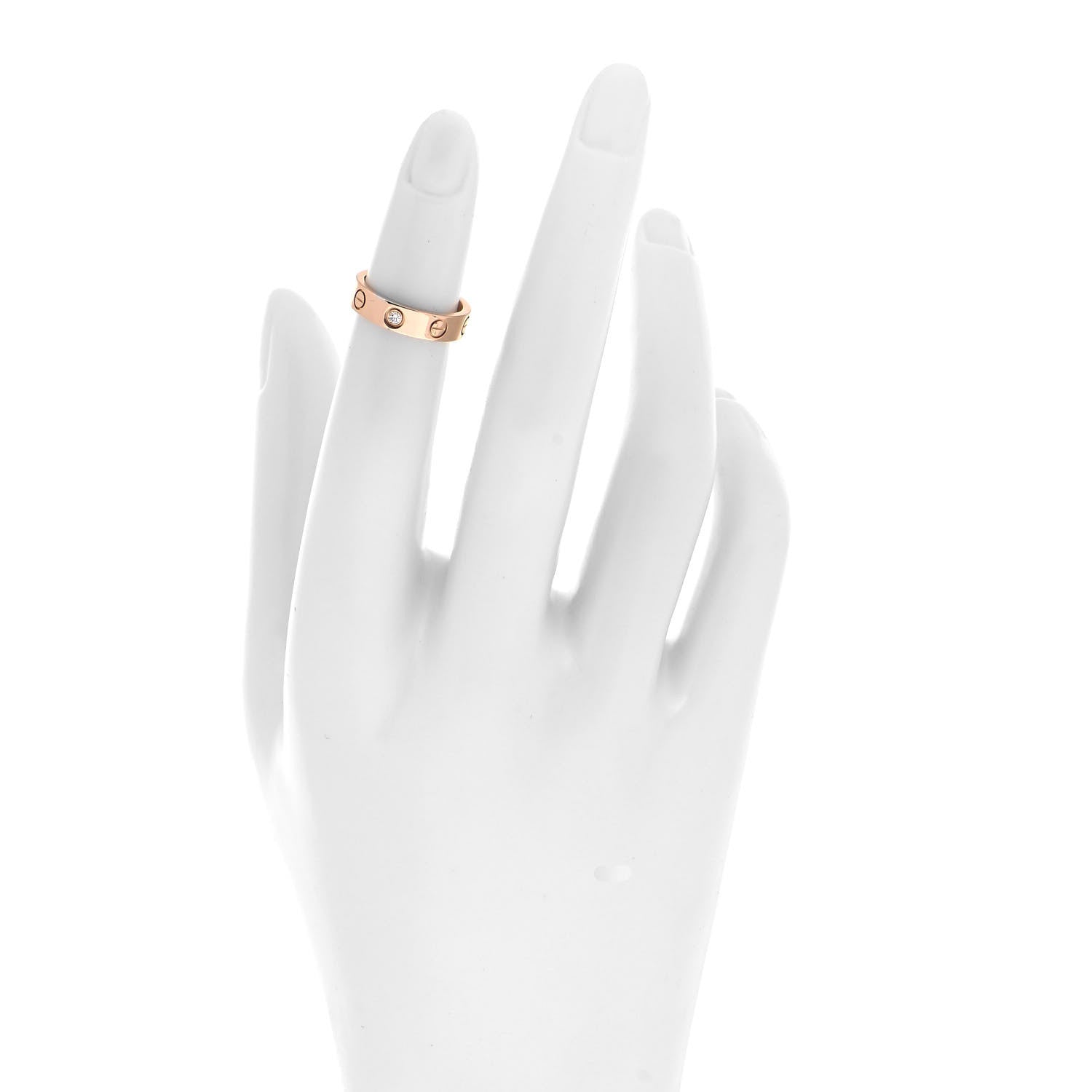 Cartier 18K Pink Gold Diamond 4mm LOVE Wedding Band Ring 45 3.5 2 of 4
