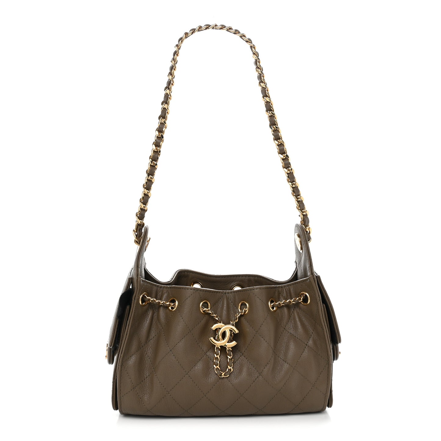 Caviar Quilted Mini Chanel 25 Handbag Dark Khaki