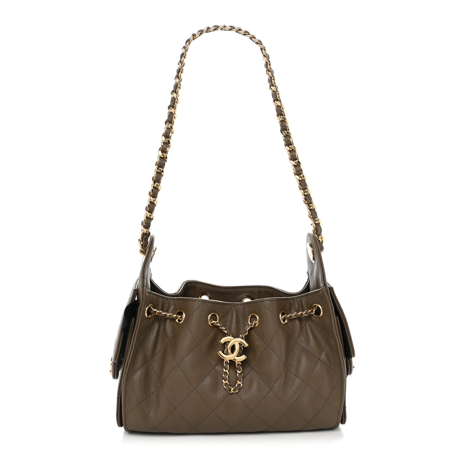 Chanel Caviar Quilted Mini Chanel 25 Handbag Dark Khaki 1 of 11