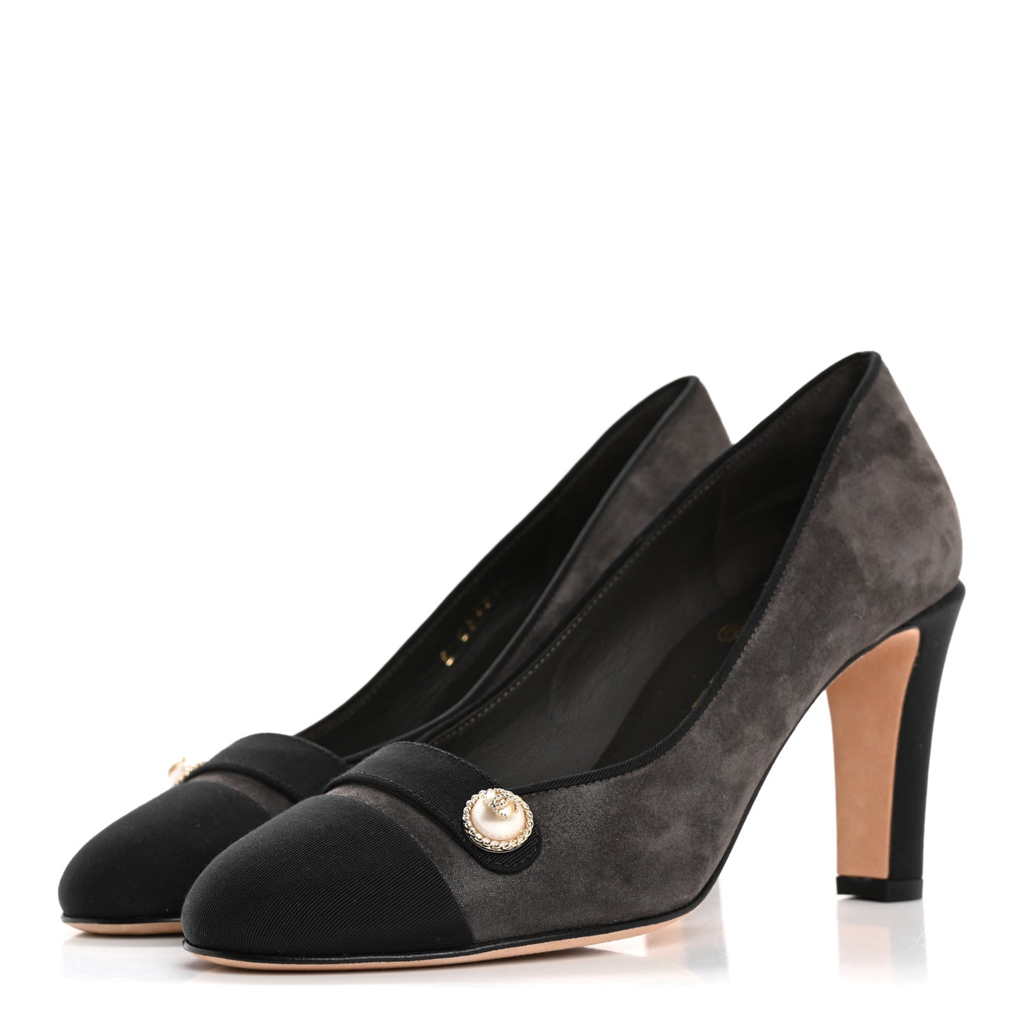 Glitter Calfskin Grosgrain Cap Toe Pearl Pumps 36.5