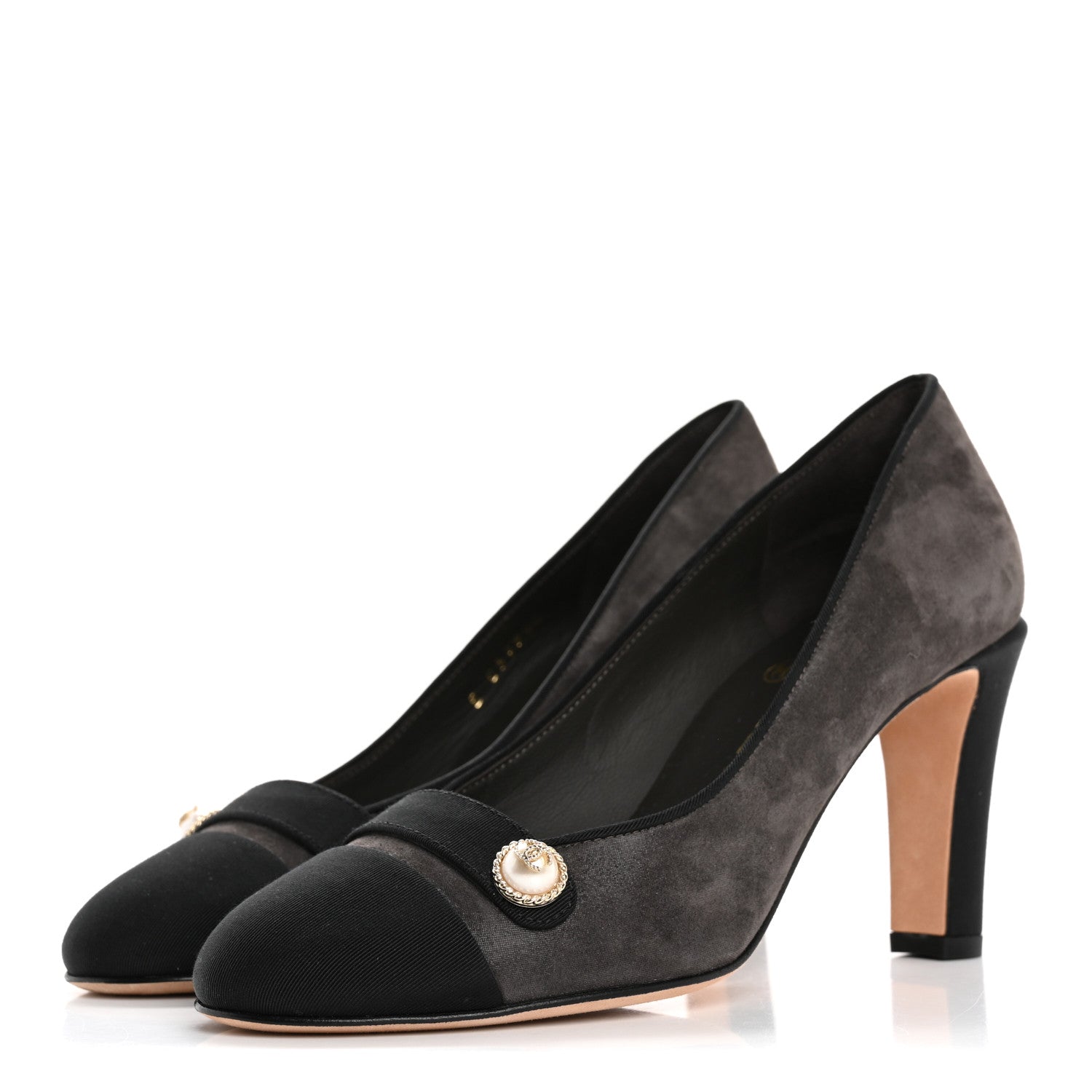 Chanel Glitter Calfskin Grosgrain Cap Toe Pearl Pumps 36.5 4 of 10