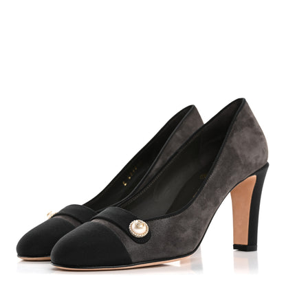 Chanel Glitter Calfskin Grosgrain Cap Toe Pearl Pumps 36.5 4 of 10