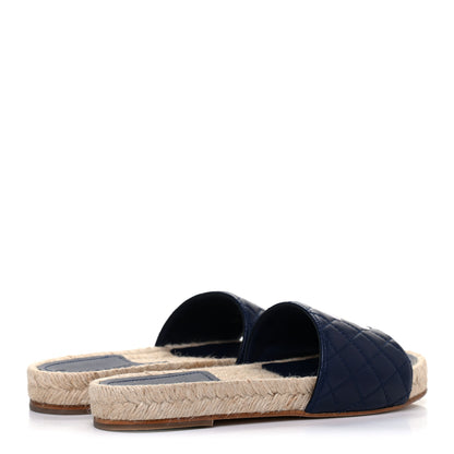 Chanel Lambskin Quilted CC Espadrille Slip On Sandals 35 Navy 4 of 11