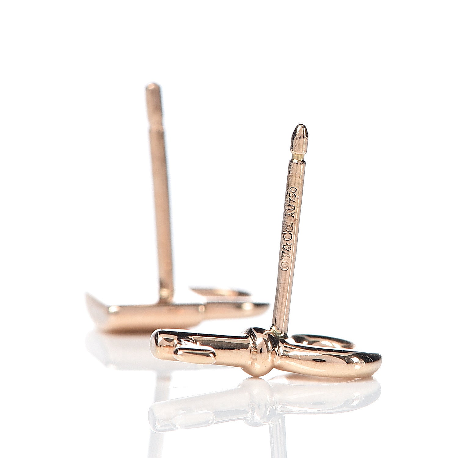 Tiffany 18K Rose Gold Mini Key and Lock Earrings 4 of 4