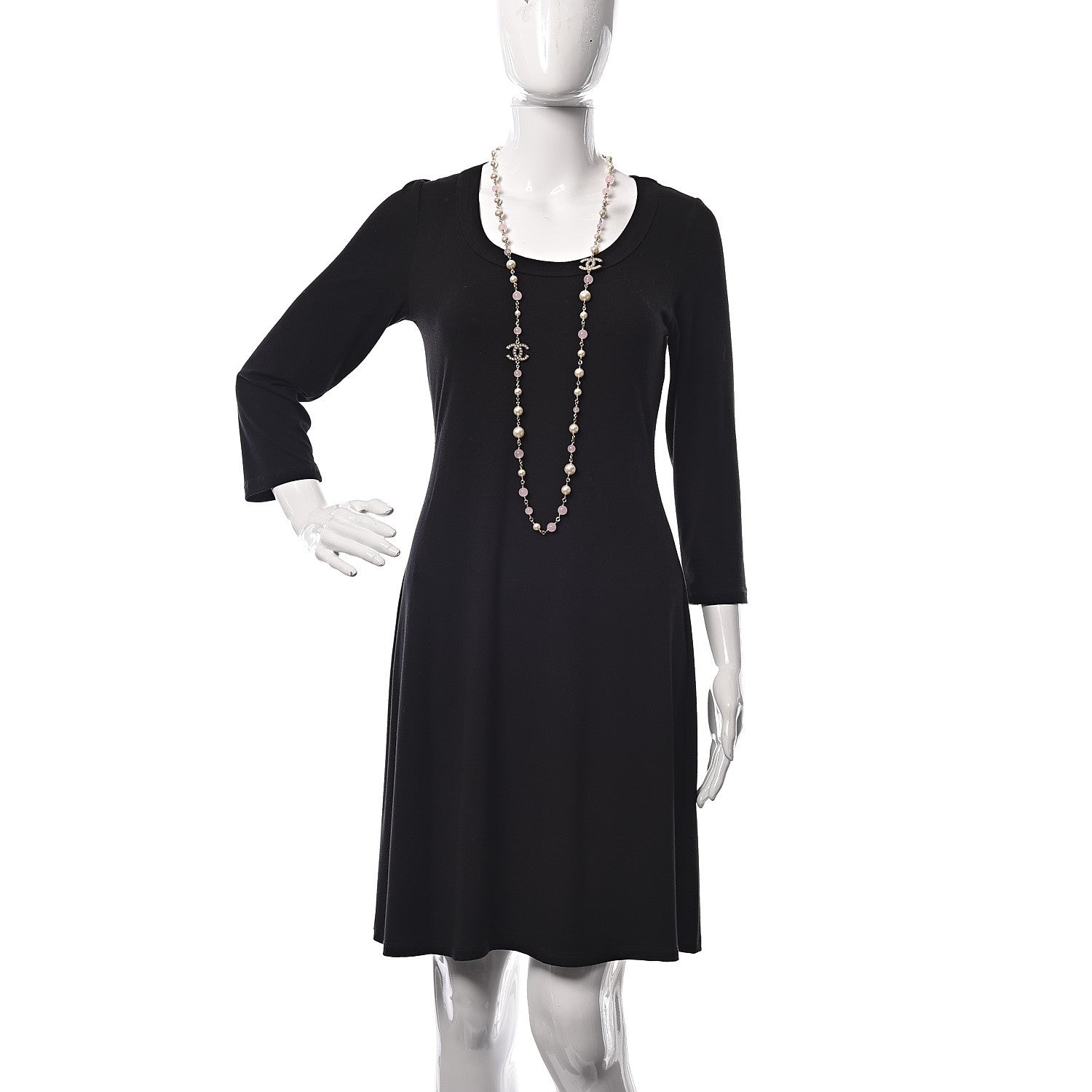 Chanel Pearl Bead CC Long Necklace Pink Gold 2 of 6