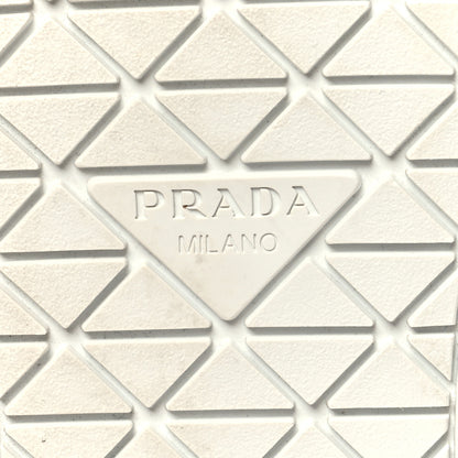 Prada Spazzolato Rois Metal Triangle Logo 25mm Sneakers 37 White Cobalto 8 of 10