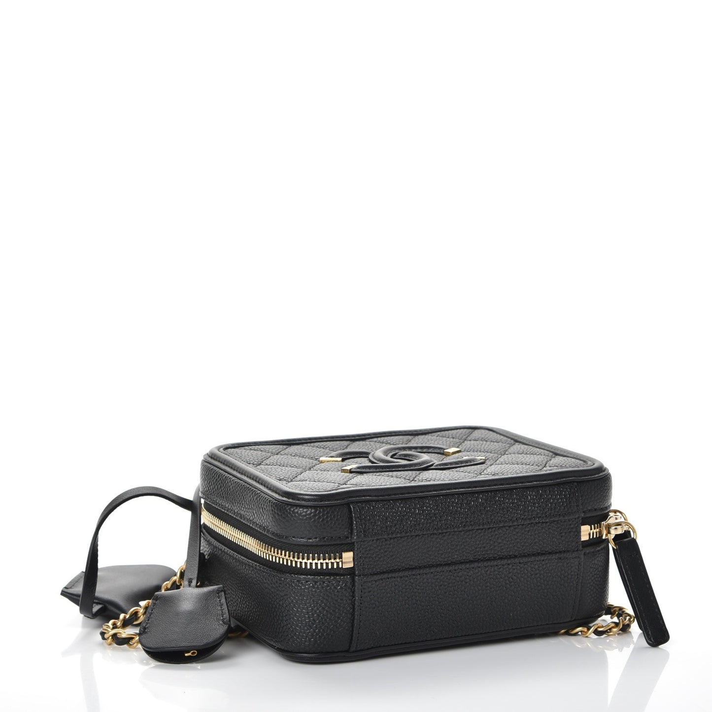 Caviar Quilted Small CC Filigree Vanity Case Black