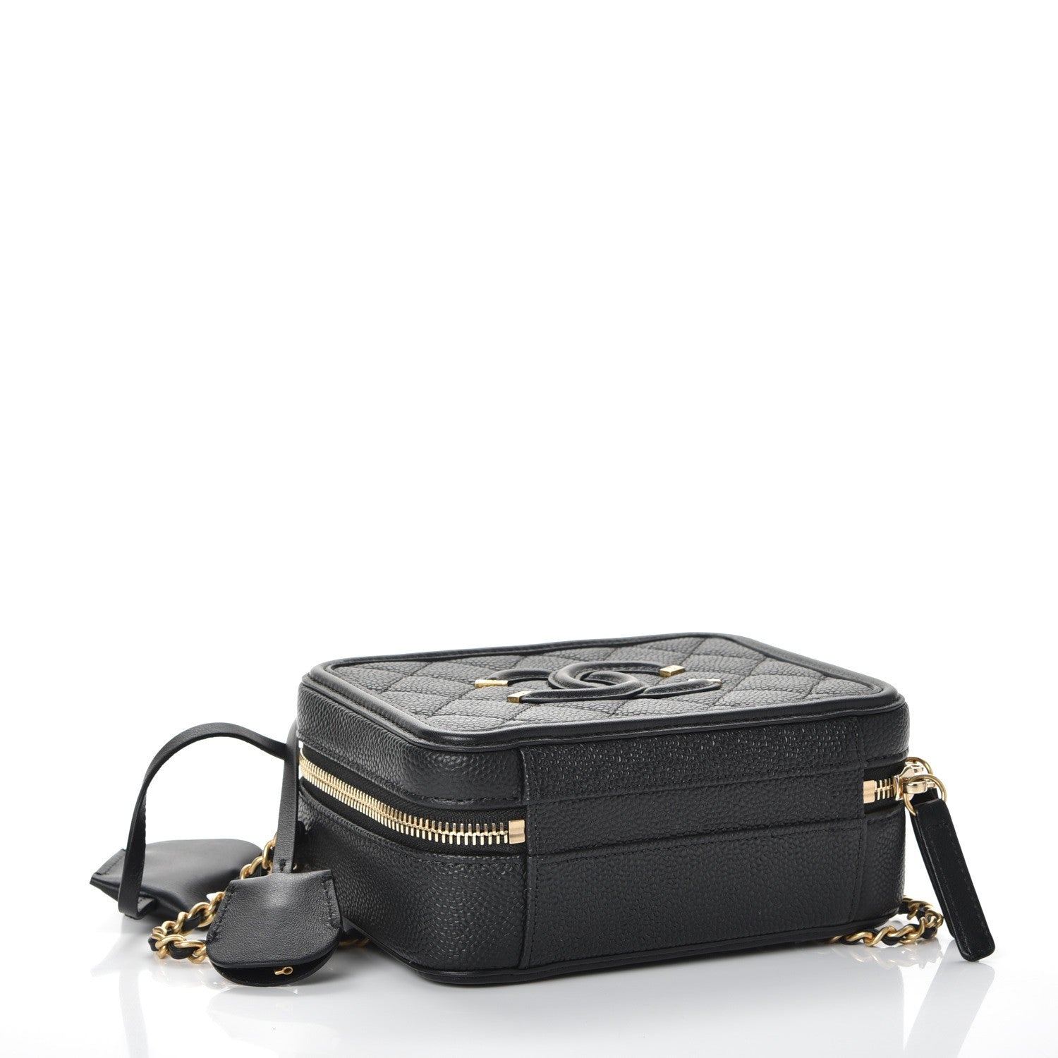 Chanel Caviar Quilted Small CC Filigree Vanity Case Black 4 of 8