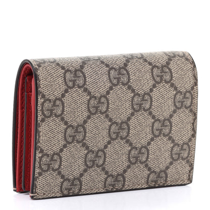 Gucci GG Supreme Monogram Bosco Patch Card Case Wallet Beige Malva Hibiscus Red 3 of 10