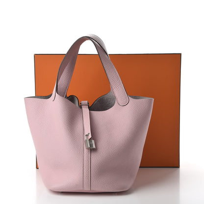 Hermes Taurillon Clemence Picotin Lock 22 MM Rose Sakura 11 of 11